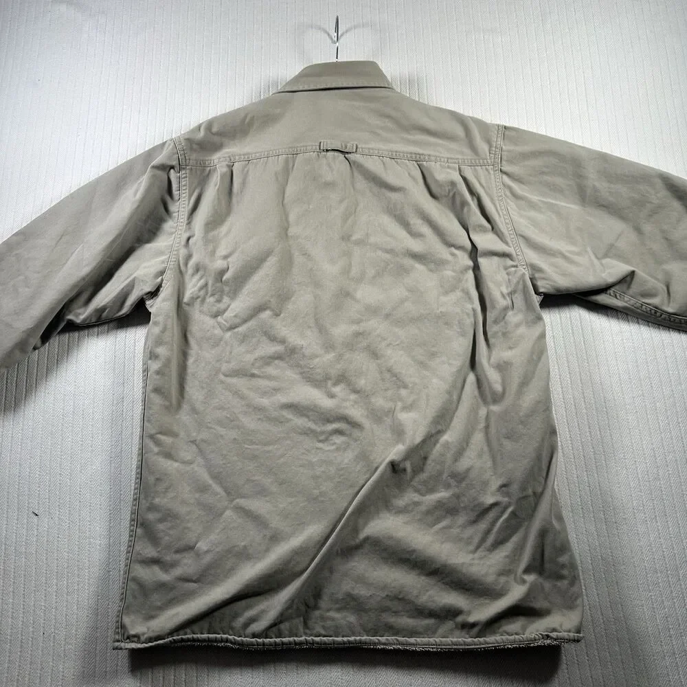 Vintage Levis Sherpa Fleece Lined Button Up Shirt Jacket Shacket Mens M Tan